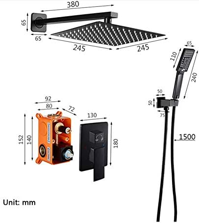 Gougeltd Rain shower system Easy rain bath Water-saving Durable faucet set Black