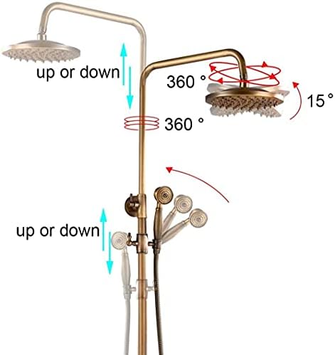 Wall-Mounted antique brass rain shower system with two elegant handles