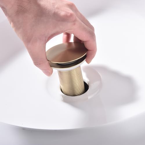 Vessel Sink Drain Kit with Overflow Brushed Gold Stainless Steel
