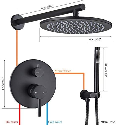 Gougeltd 16-inch Brass Wall Shower Set Rain-Soft Durable Design
