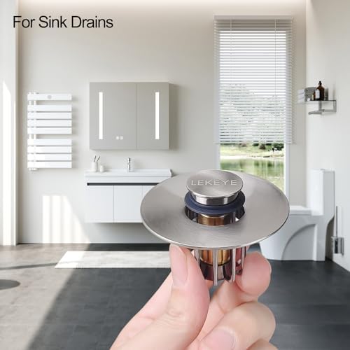 LEKEYE Pop-Up Sink Stopper with Hair Catcher Brushed Nickel