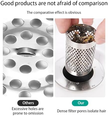 Stainless Steel Sink Drain Strainer with Hair Catcher Durable Anti-Clog