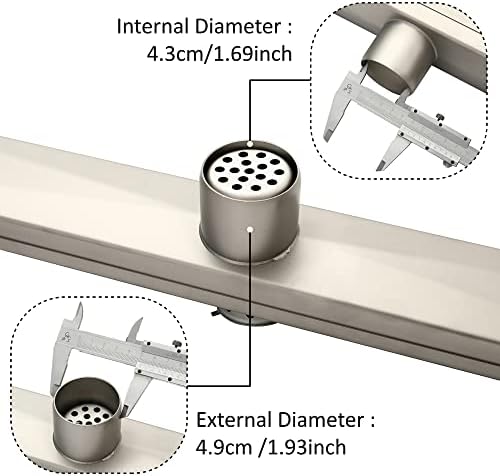32-Inch Linear Shower Drain JECONNY Stainless Steel with Adjustable Feet Hair Strainer