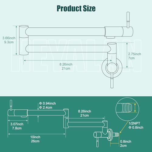 Exposure Pipe 8 Rainfall Faucet Adjustable 100cm-140cm Dual Flow by Heyalan