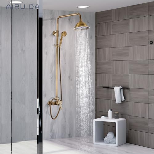 Overhead rainfall shower faucet combo with handheld spray