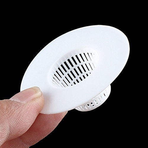 Bundle of 4 White Plastic Drain Hair Stoppers for Efficient Flow
