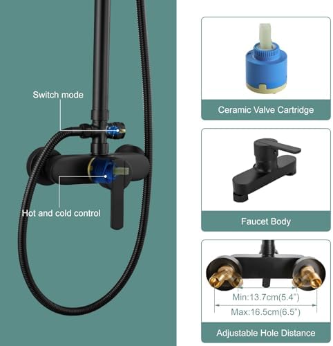 Heyalan Matte Black Shower System