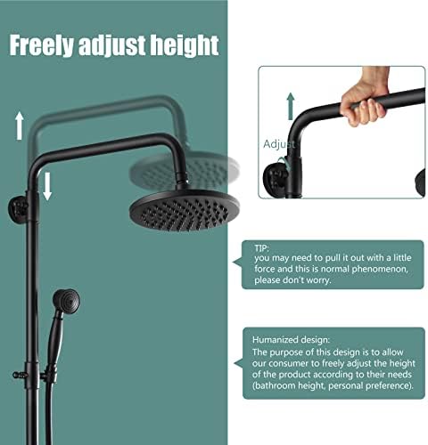 Matte Black Exposed Pipe Adjustable Shower Kit for Bathrooms