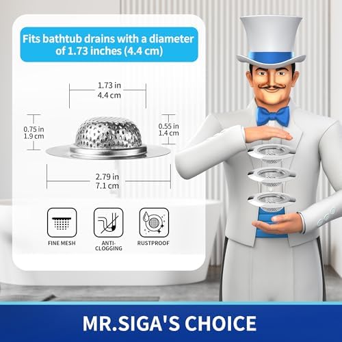 MRSIGA Bath matt draincompacteasy cleanefficient hair catchainless steeldrain strainer