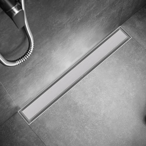 22-Inch Linear Shower Drain with Tile Insert Grate and Hair Strainer