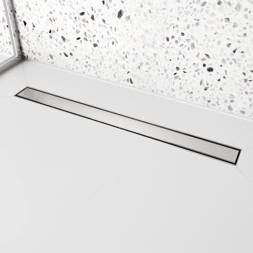 32-Inch Linear Shower Drain JECONNY Stainless Steel with Adjustable Feet Hair Strainer
