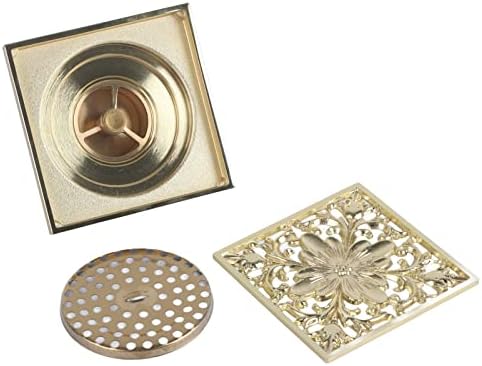 Jerliflyer Antique Square Floor Drain with Strainer for Bathroom Kitchen Use