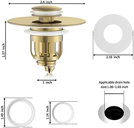 Universal Sink Stopper with Hair Catcher for 106-165-inch Drains