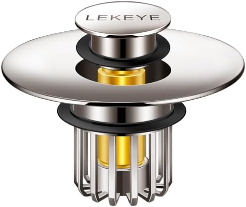 LEKEYE Pop-Up Sink Stopper with Hair Catcher Brushed Nickel