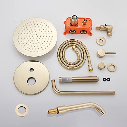 Rain shower system brushed gold bath faucet set with tub spout
