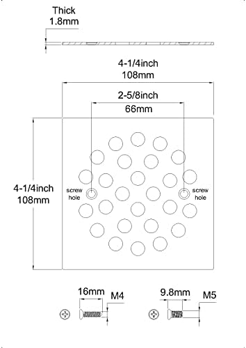 4-14 Inch Screw-in Square Floor Drain Cover for Showers