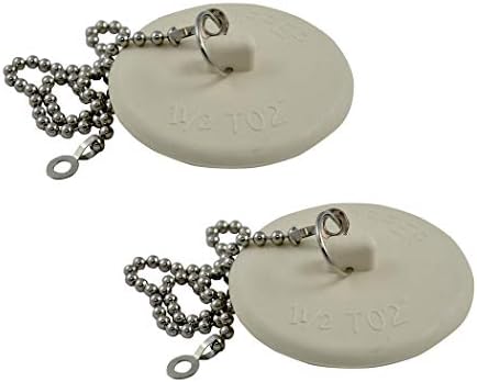 Danco 80783P rubber tub stopper with chain 2pk - White