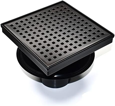 Heatgenee 4-inch Square Shower Drain with Flat Cover Venetian Bronze