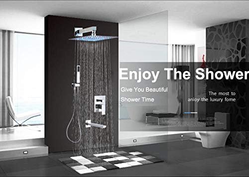 Huin concealed LED rainfall shower faucet set