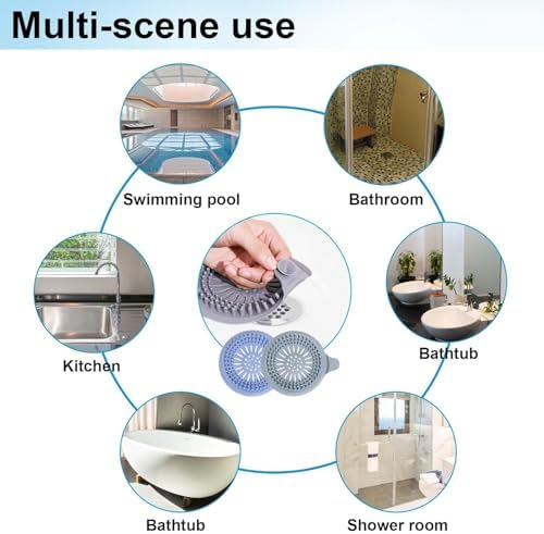 2-Piece Silicone Shower Drain Hair Catcher - WhiteGrey Sink Strainer
