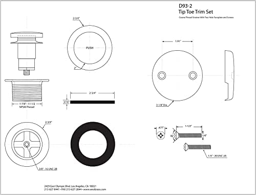Westbrass bathtub drain plug set