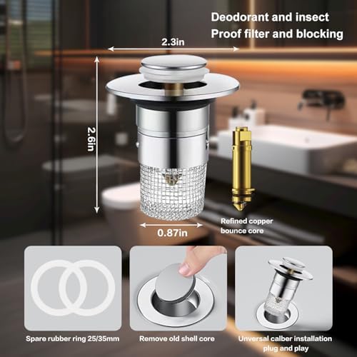 Bathroom Sink Stopper Hair Catcher 2-Pack