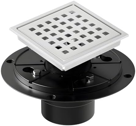 EXF Square 4-38 Chrome Shower Drain Kit with Features