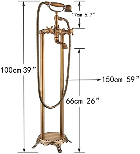 Huin antique brass bathtub tap with dual cross handle swivel