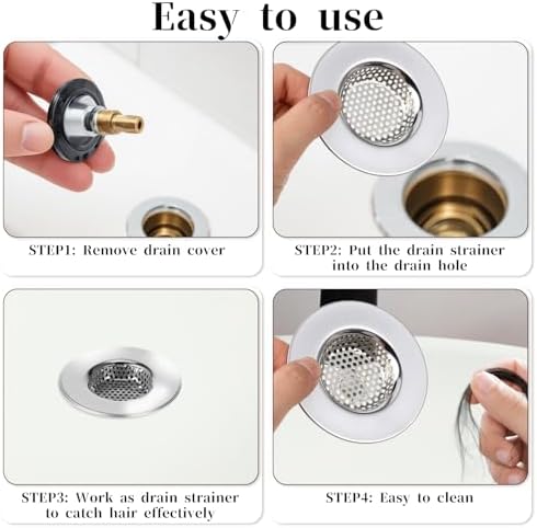 4 Pcs Stainless Steel Drain Strainer for Bathroom Sink and Shower