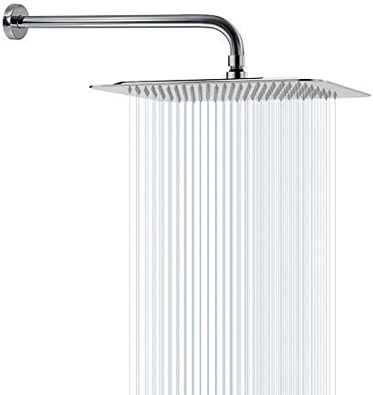NearMoon Square Rain shower head with extension arm 12 inch stainless steel option