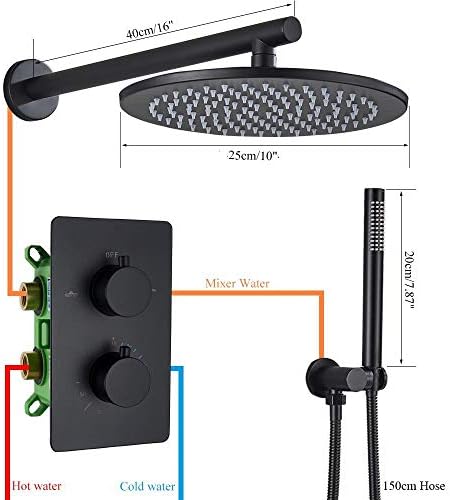 Huin Brass Black Thermostatic Shower Set
