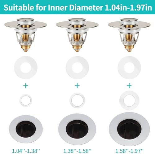 HAPPUP Universal Sink Stopper with Hair Catcher - Brushed Nickel