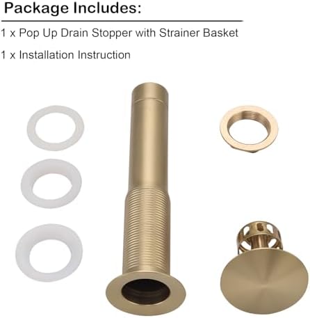 BathroomsGold Pop Up Drainassembly with DetachableStrainerBasket Anti-ClogVessel SinkDrainStopper