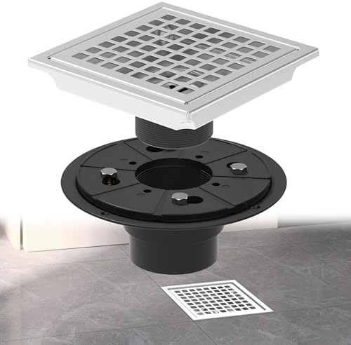 6 Square Floor Shower Drain Silver 304 Stainless Steel