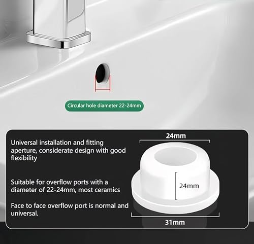 4 Pcs Rubber Sink Overflow Cap for Kitchen and Bathroom