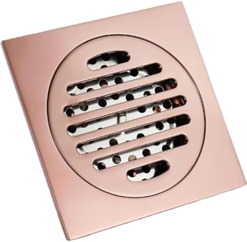 HOMCBEC 4-inch Square Rose Gold Brass Shower Drain