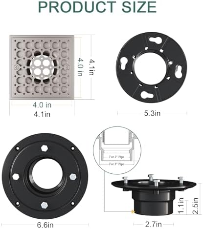 Efficient Flow 4 Square Shower Drain