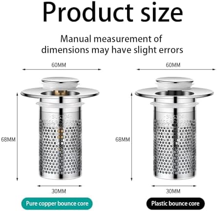 Stainless Steel Sink Drain Strainer with Hair Catcher Durable Anti-Clog