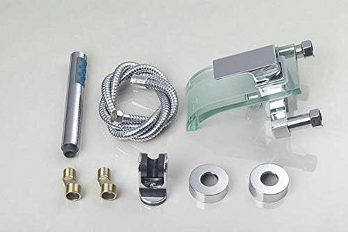 Glass Spout Tub Shower Faucet Set Chrome by Huin