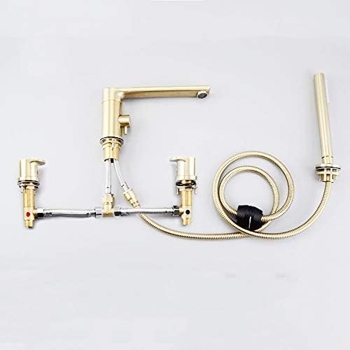 Brass 2 Handle Bathtub Faucet with Handheld Shower and Aerator