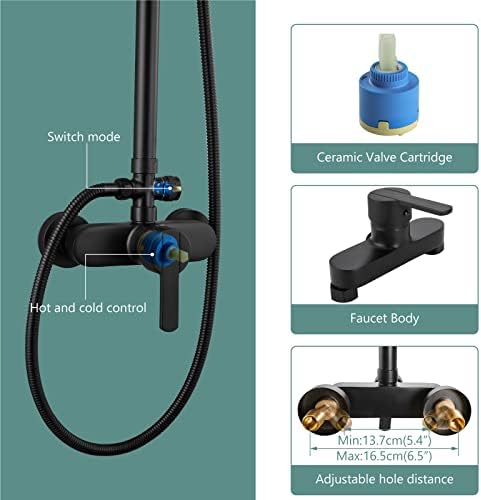 Matte Black Exposed Pipe Adjustable Shower Kit for Bathrooms