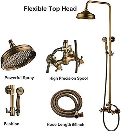Antique Brass Rain Shower Faucet Set Durable Rainy unmistakable experience
