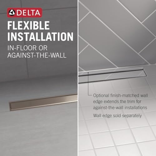 Delta 24-Inch Linear Shower Drain Wall Edge in Chrome