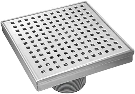 4-inch Square Stainless Steel Shower Drain with Removable Grates