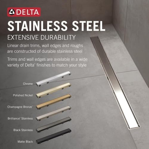 Delta 24-Inch Linear Shower Drain Wall Edge in Chrome