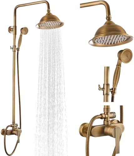 Overhead rainfall shower faucet combo with handheld spray