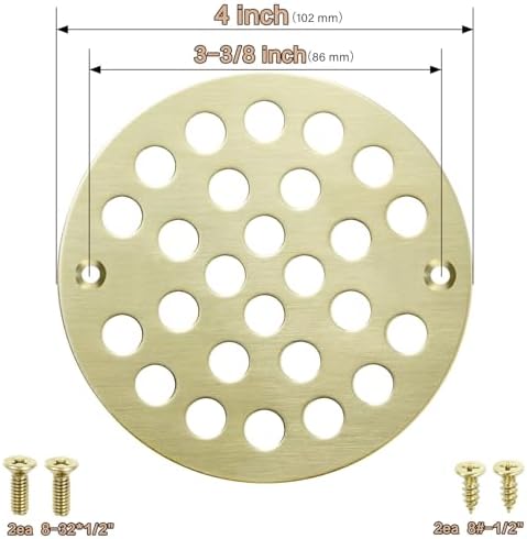 4-Inch Round Bathroom Shower Strainer Brushed Gold