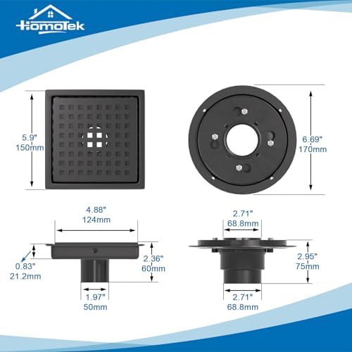 Elegant 6 Square Shower Drain