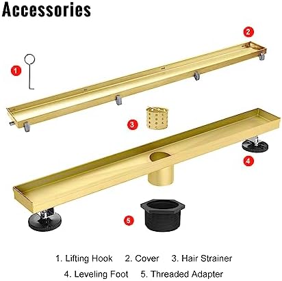 SaniteModar Gold Stainless Steel Linear Shower Drain Durable and Efficient