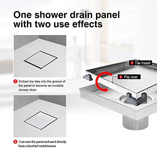 SaniteModar - 6-Inch Stainless Steel Shower Drain with Hair Strainer